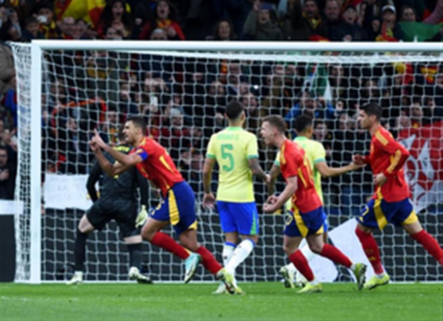 Rodri at the double as Spain draw with Brazil in friendly